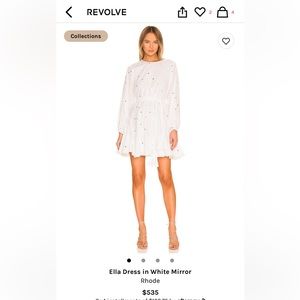 NWT RHODE - ELLA DRESS, WHITE, MIRROR-embellished - sold out on Revolve